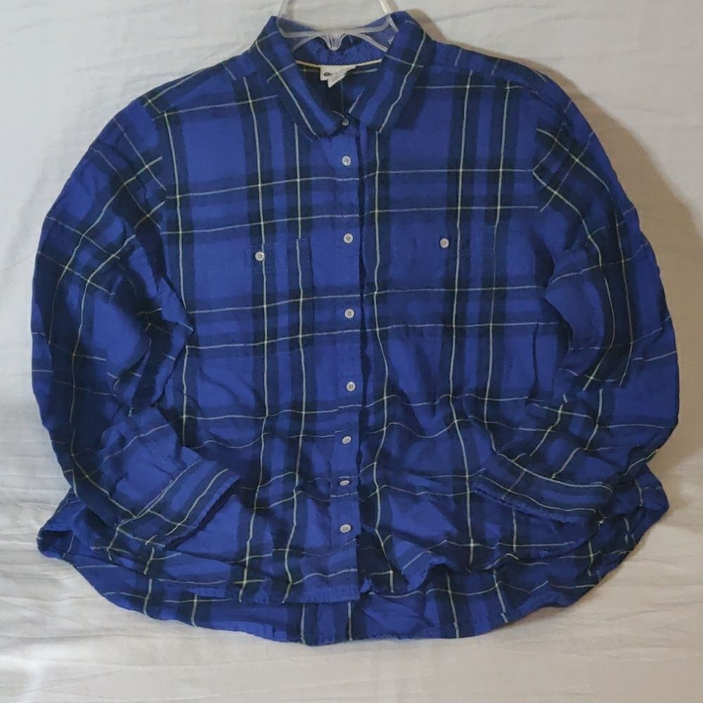 Stylus Blue Plaid Cotton Long Sleeve Shirt
